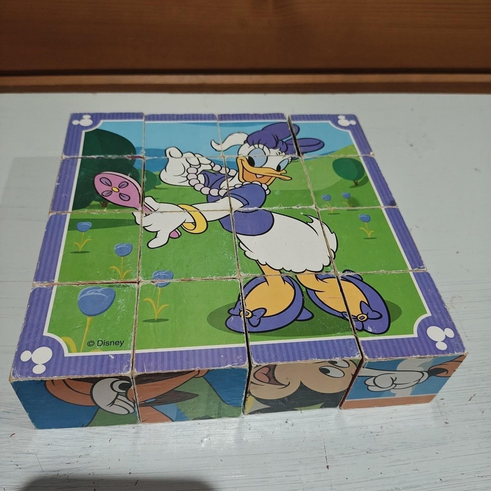 Disney Melissa & Doug MICKEY & FRIENDS Wooden Cube Puzzle 16 pieces 6 puzzles B3